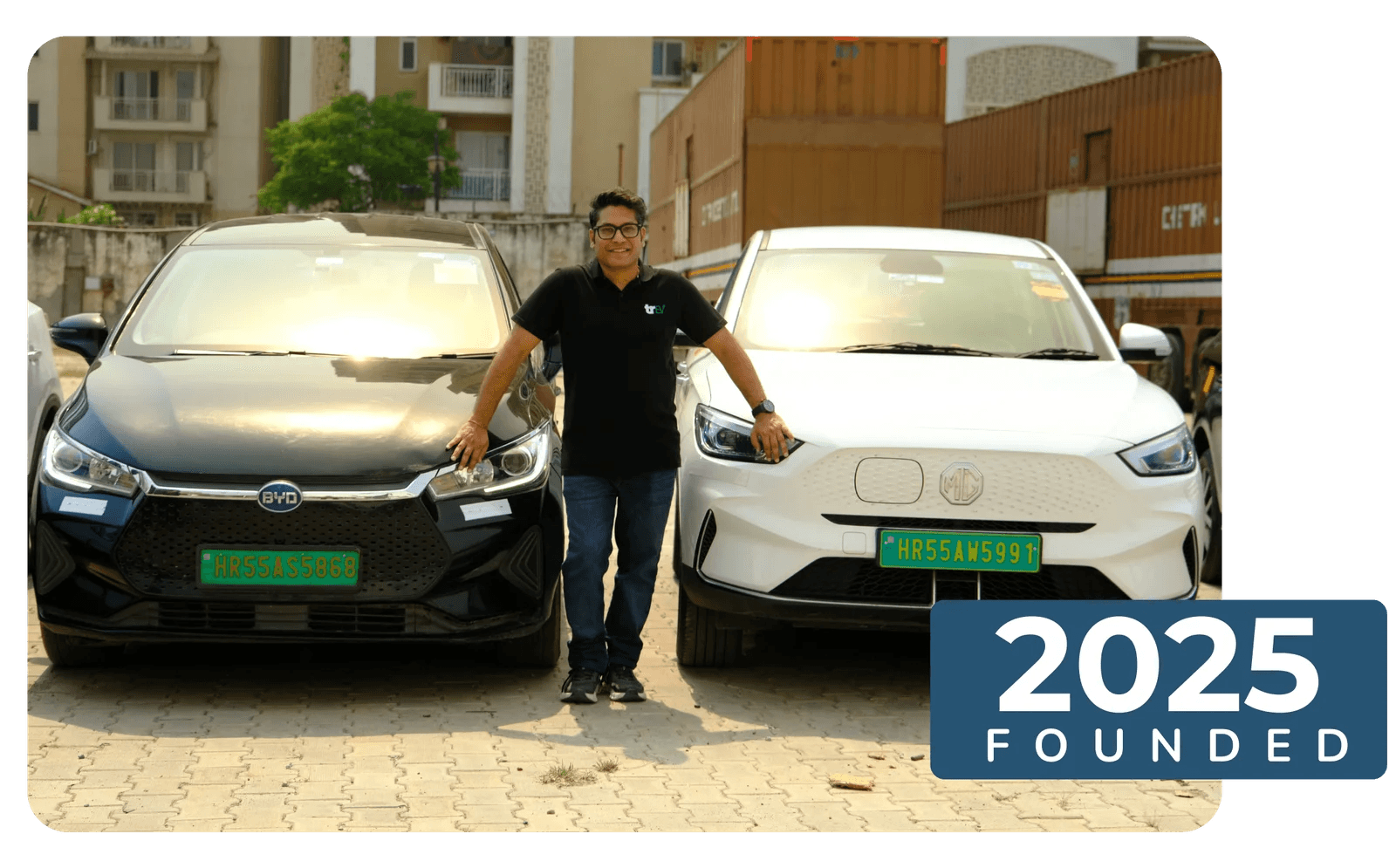 Founder with TrEV electric fleet